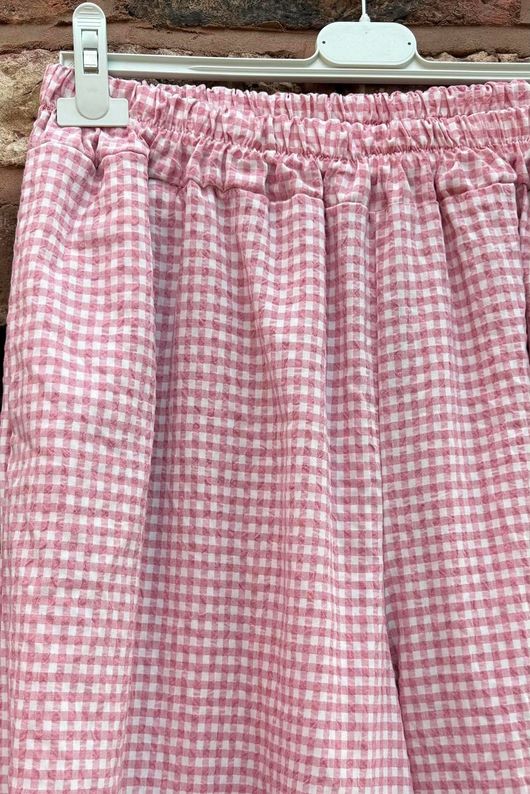 Arbi Gingham Scoop Pant Indian Pink